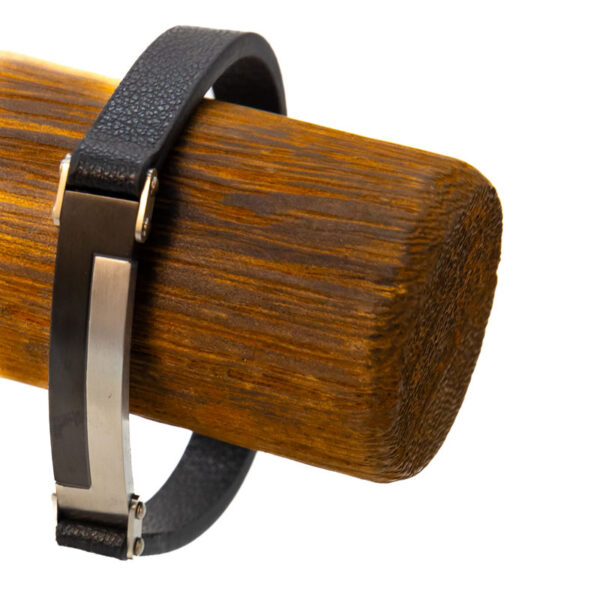 Bracelet homme argent cuir - Le combattant